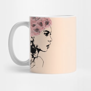 Skull flowers girl Mug